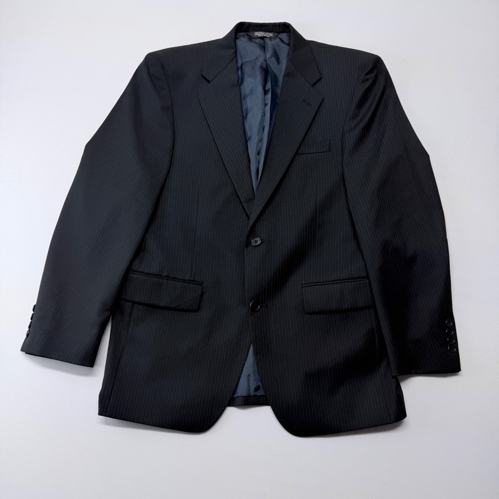 Concepts by Claiborne Mens 38S Pinstripe Wool Blazer Navy Blue 2-Button Jacket